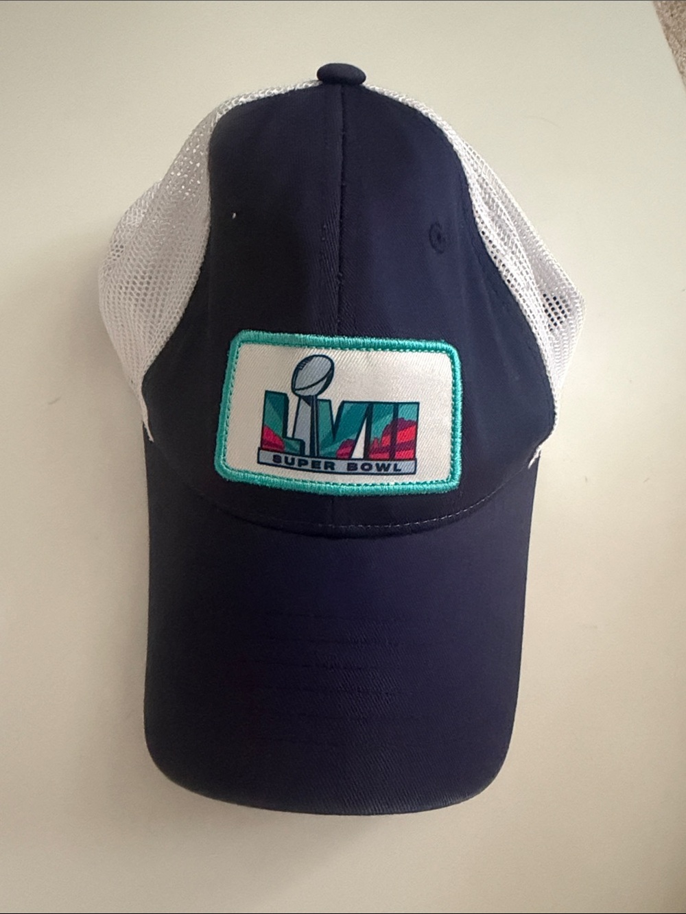johnnie-O Navy Blue and White Super Bowl Patch Trucker Hat